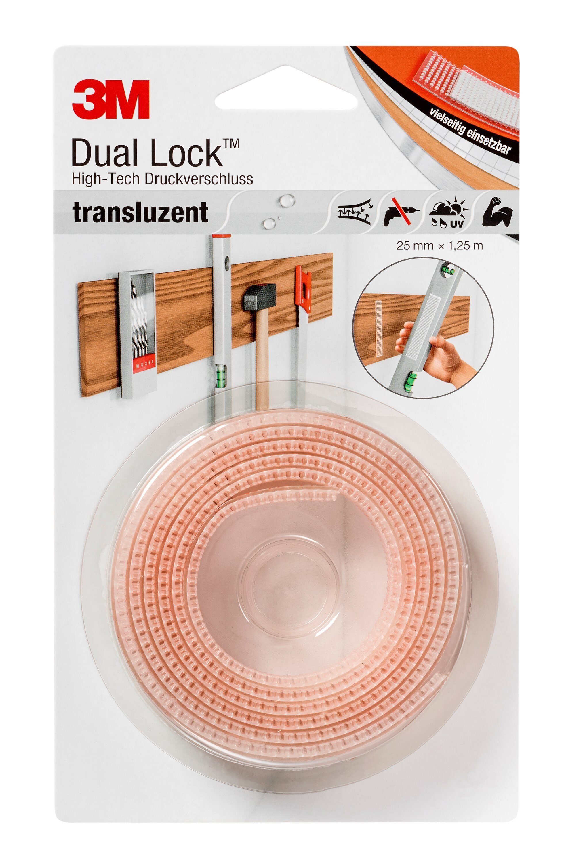 Artikelbild des Artikels 3M™ Dual Lock™ HSE Kurzrolle SJ 3560, Transluzent, 25,4 mm x 1,25 m, 5,8 mm