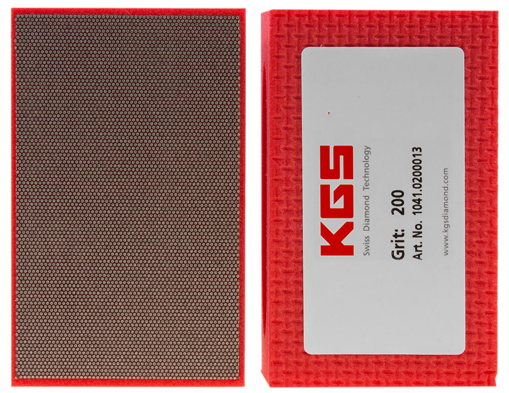 KGS DIAMOND™ | Flexis Diamant Handpad | 90x55 mm | Mesh 200 / 74 Micron / FEPA P220 | Rot | Metallbindung | 14815
