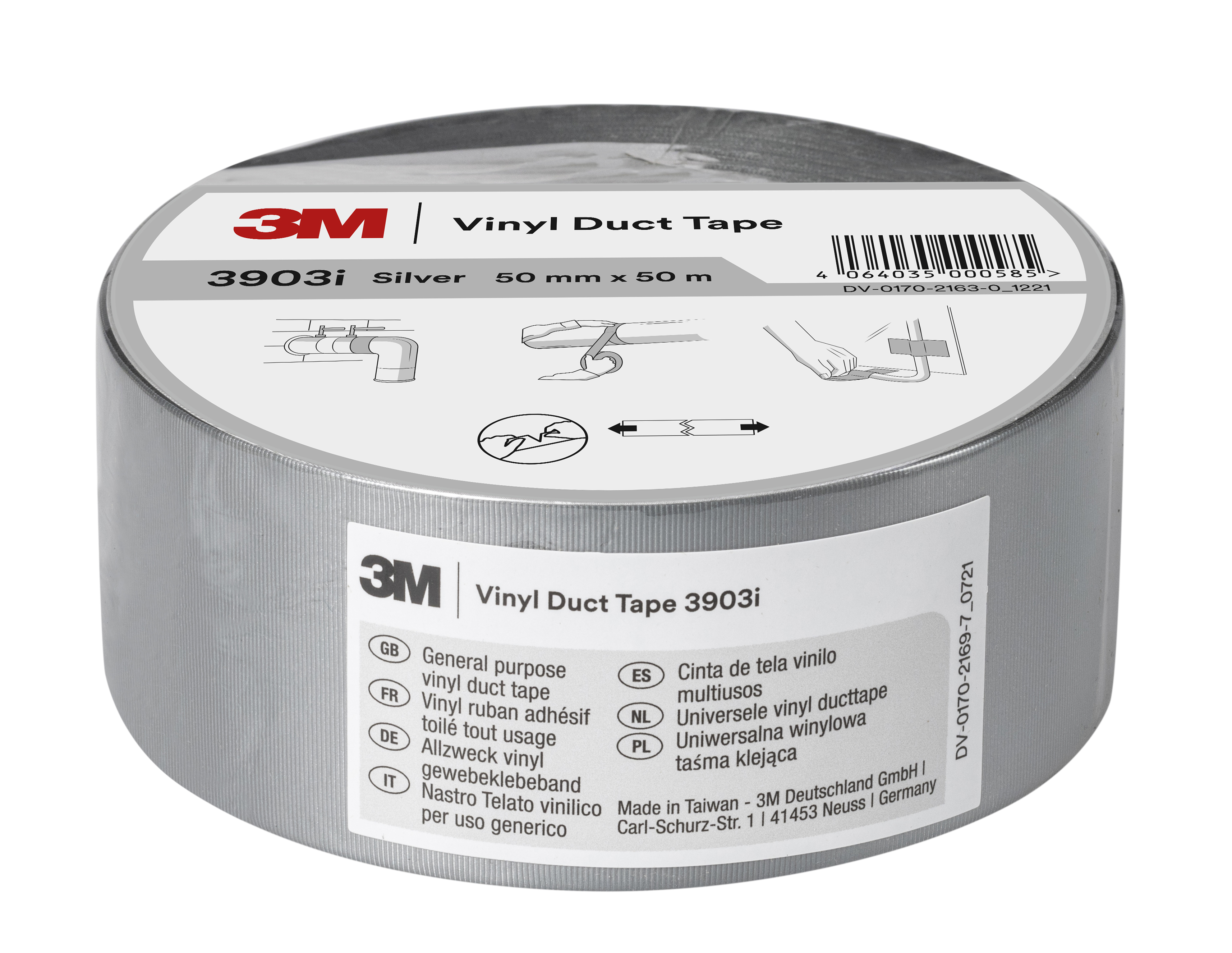 3M™ Vinyl-Klebeband 3903i, Silber, 50 mm x 50 m