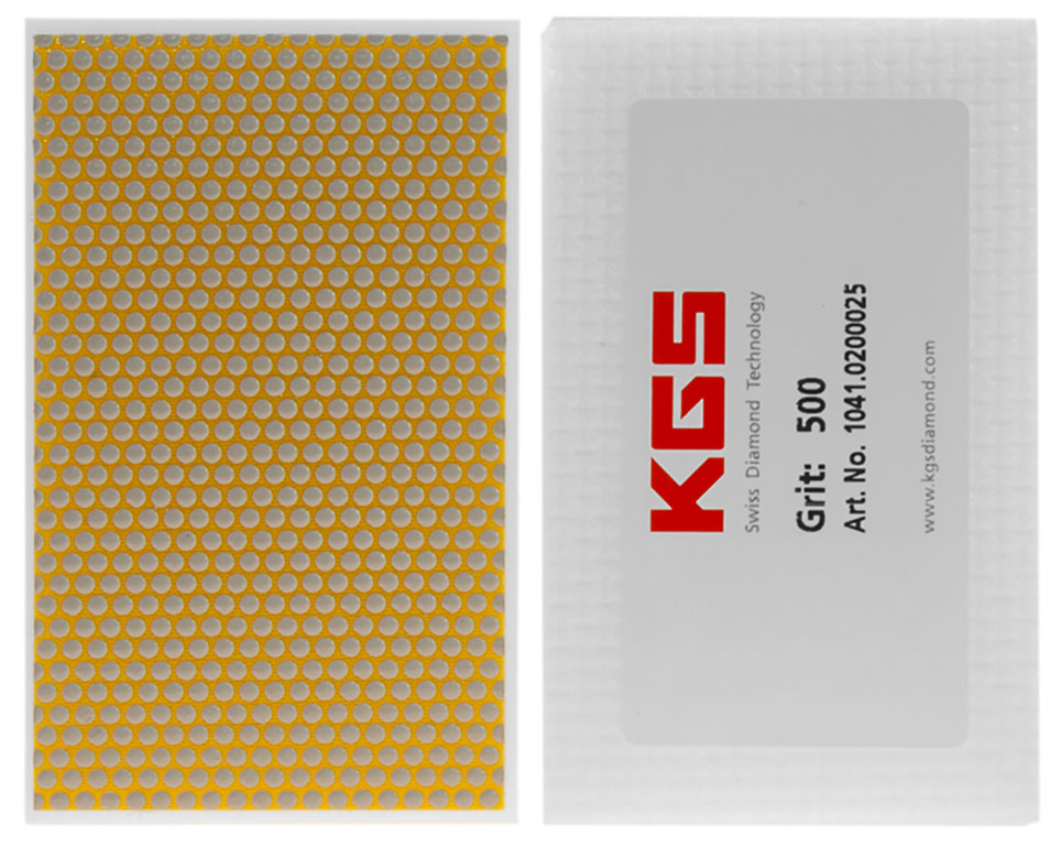 KGS DIAMOND™ | Flexis Diamant Handpad | 90x55 mm | Mesh 500 / 30 Micron | Gelb Weiss Resin | 14837