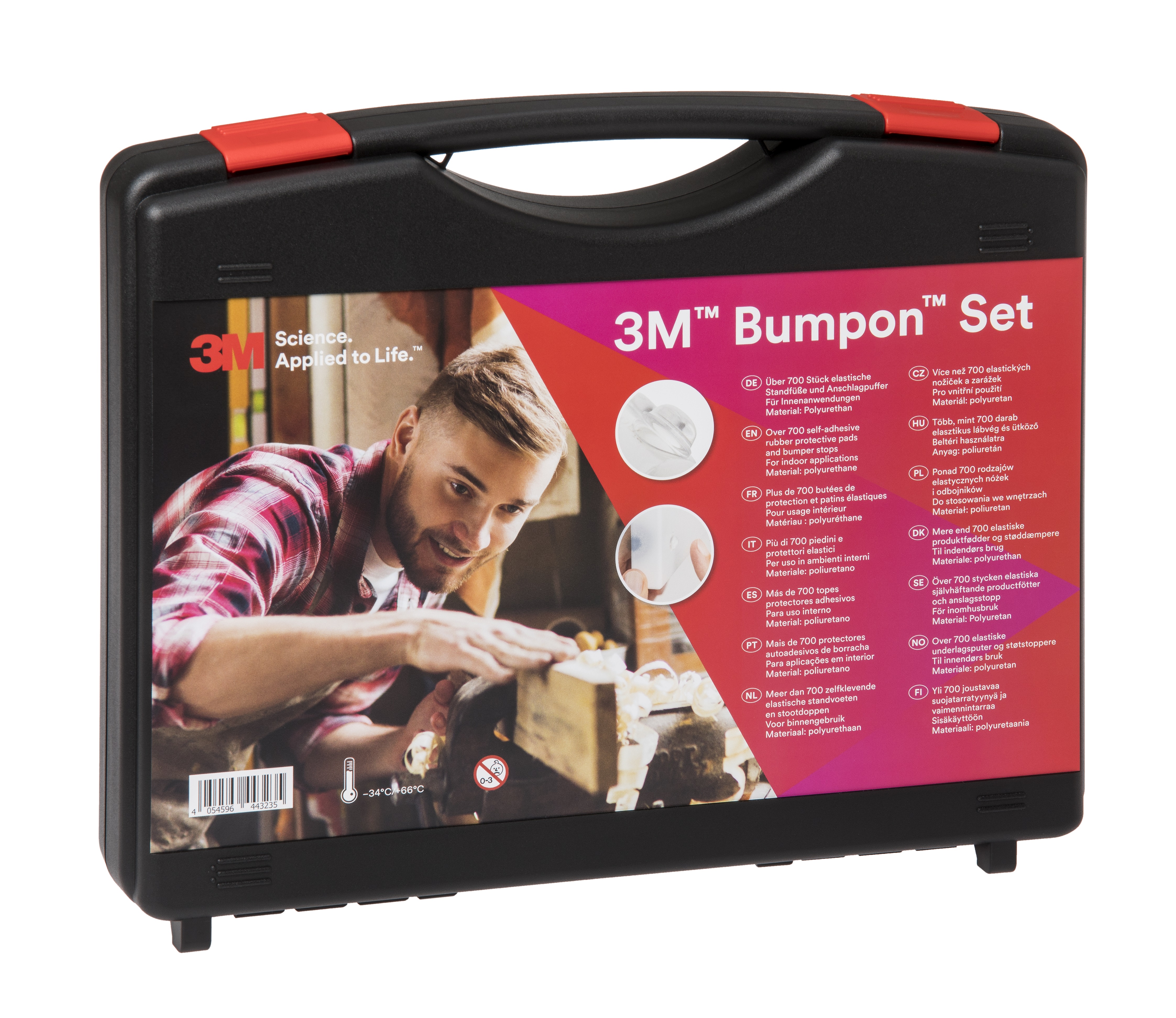 3M™ Bumpon™ Set 017 Elastikpuffer, Koffer mit mehr als 700 Stück, transparent und schwarz