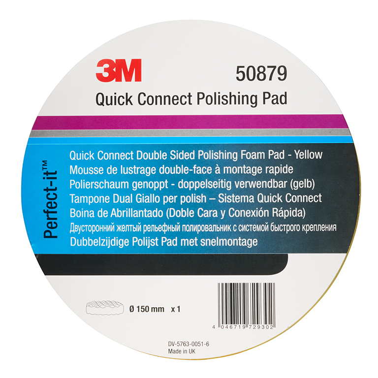 3M™ | Perfect-It™ | Polierschaumpad fein | Quick Connect System | Gelb | Waffelförmig | 150 mm | 50879 | 7100094457