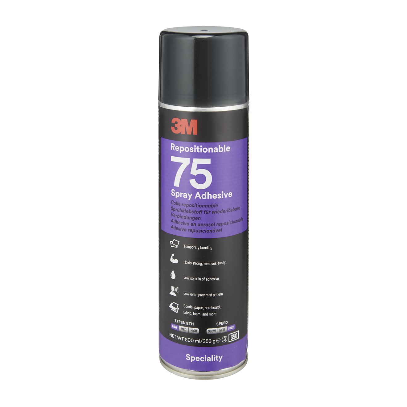 3M™ | Repositionable | Sprühklebstoff 75 – 500 ml, Transparent, Synthetische Elastomere | 7000116775