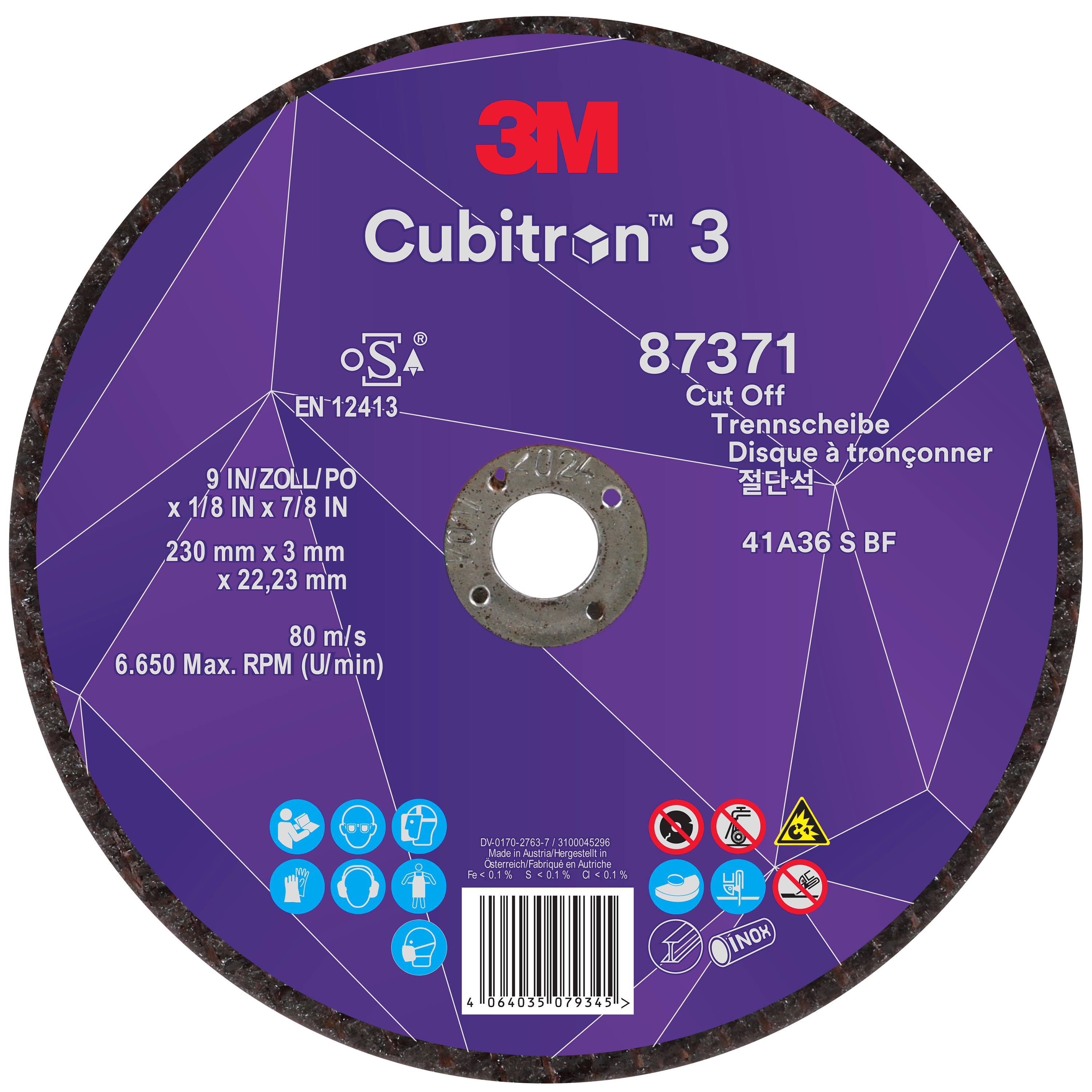 3M™ | Cubitron™ 3 | Trennscheibe, 87371, 36+, T41, 230 mm x 3 mm x 22,23 mm