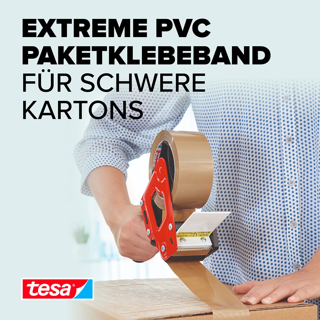 tesa® | tesapack® | Packband 4124PVC30 Ultra Strong – 50 mm, 66 m, chamois/braun | 57177-00000-12