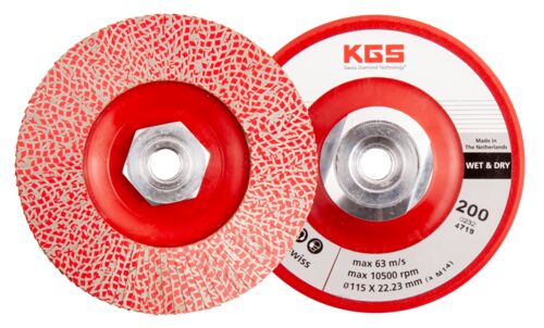KGS DIAMOND™ | Hybrid Diamant Lamellenscheibe | ø115mm/M14 PLS | Mesh 200 / 74 Micron | Rot | 18933