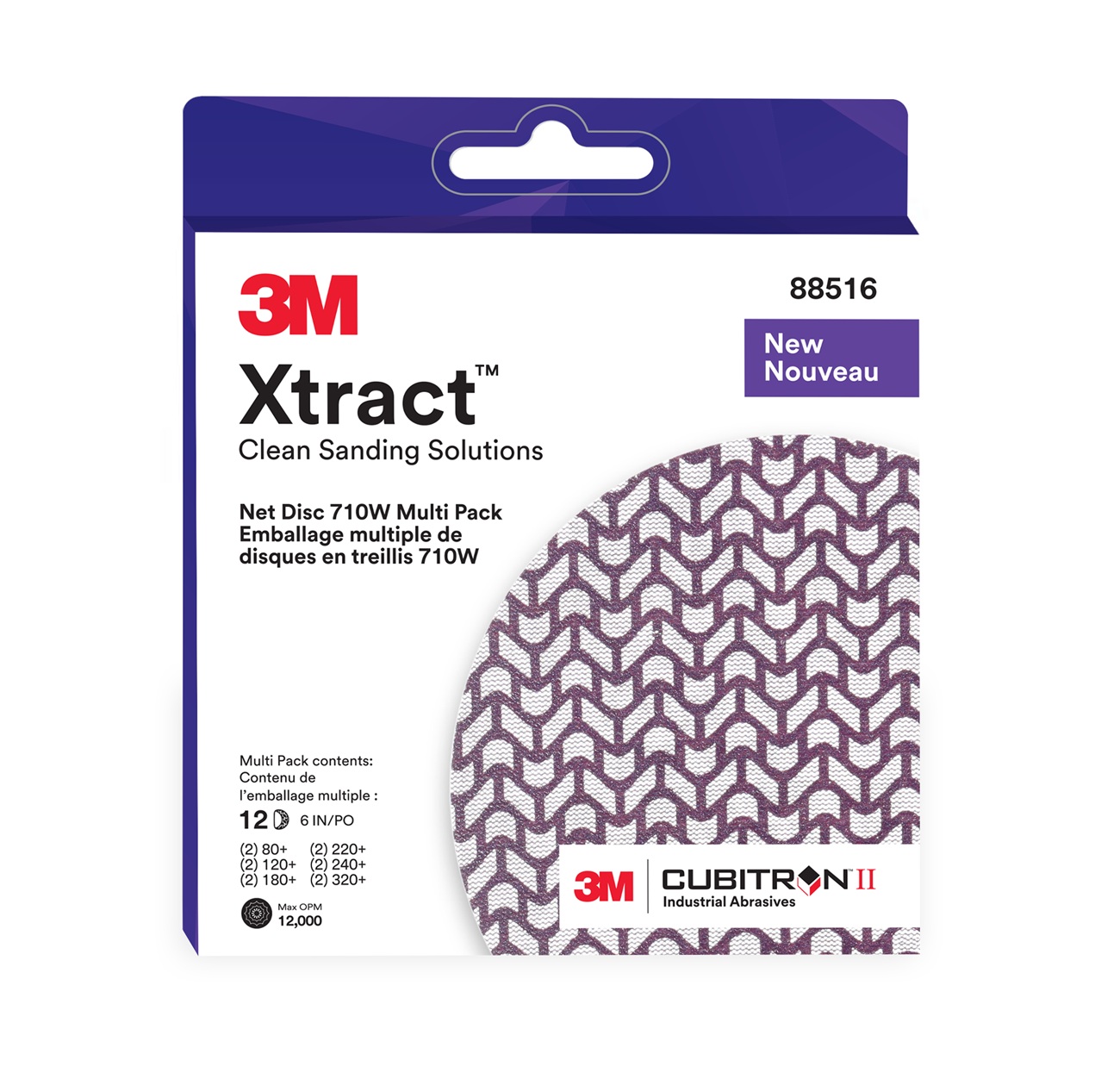 Multipack 3M™ Xtract™ Gitternetz Schleifscheibe 710W, 150 mm, 2x80+,2x120+, 2x180+, 2x320+, ungelocht