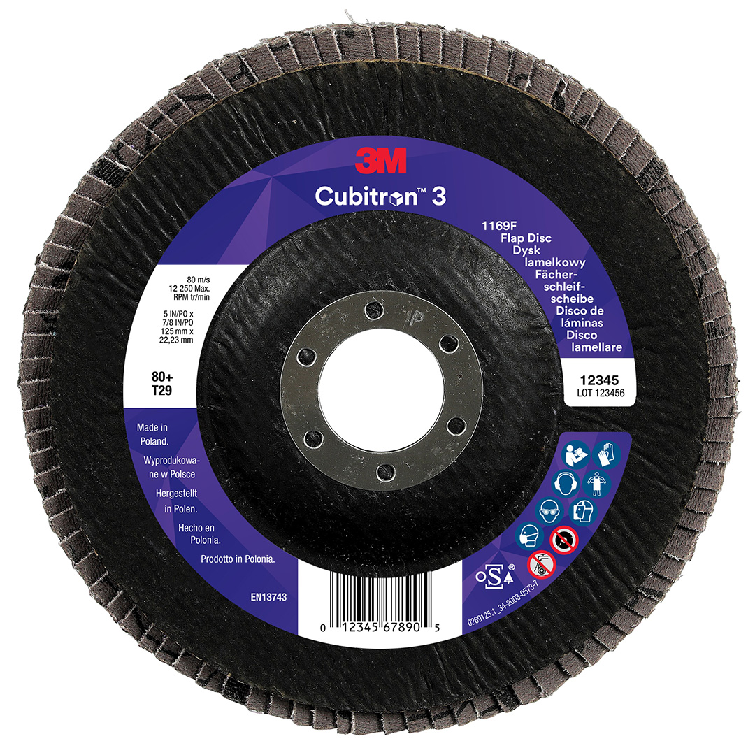 3M™ | Cubitron™ 3 | Fächerschleifscheibe 1169F – 80+, 125 mm, 22 mm, T29 | 7100379232