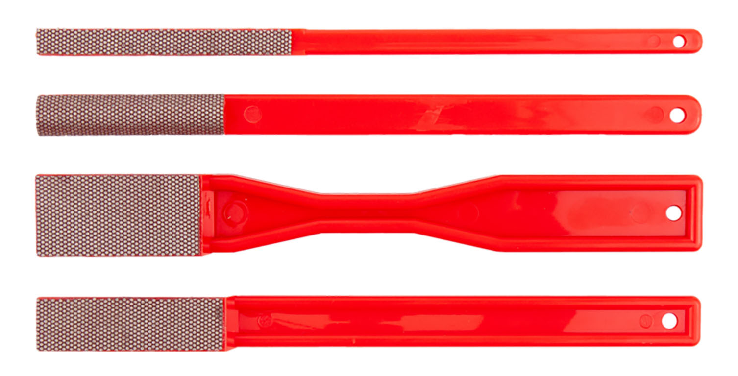 KGS DIAMOND™ | Flexis Diamant Hand Feil 4 Pack | mit 4 verschiedenen Feil Typen | Mesh 200 / 74 Micron | Rot | 34563+KGS