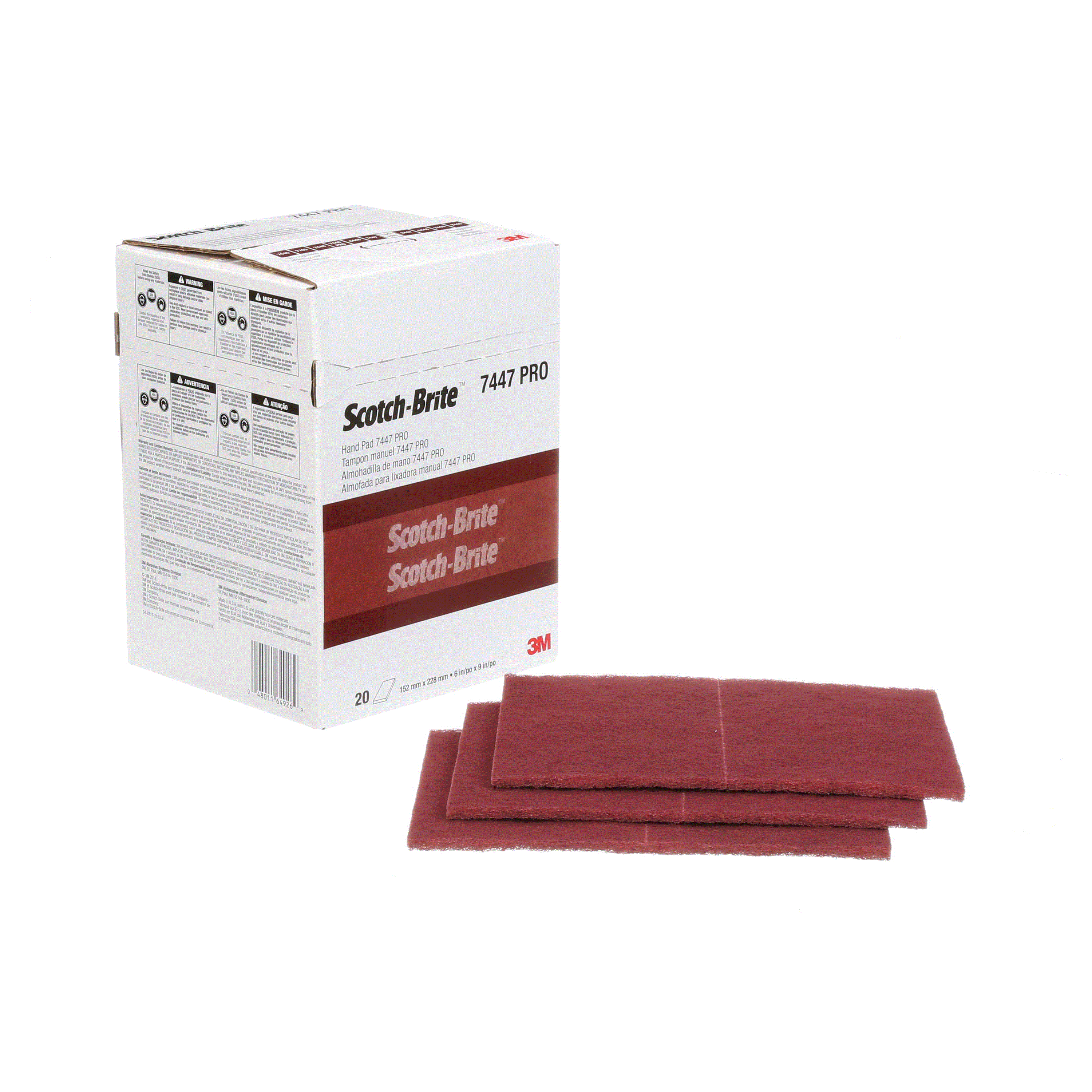 Scotch-Brite™ Handpad 7447 PRO, rot, 152 mm x 228 mm, VFN