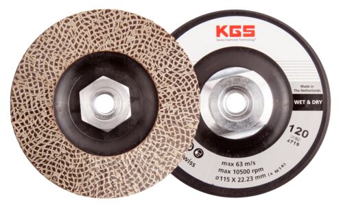 KGS DIAMOND™ | Hybrid Diamant Lamellenscheibe | ø115mm/M14 PLS | Mesh 120 / 125 Micron | Schwarz | 18932+KGS