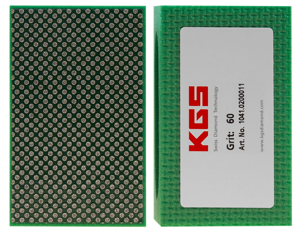 KGS DIAMOND™ | Flexis Diamant Handpad | 90x55 mm | Mesh 60 / 250 Micron / FEPA P80 | Grün | Metallbindung | 14801