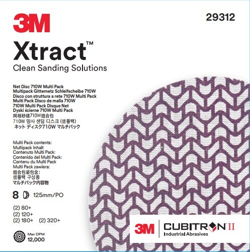3M Xtract™ Cubitron™ II Gitternetz Schleifscheibe 710W, 29475, 2x80+, 2x120+, 2x180+, 2x320+, 150 mm x NH