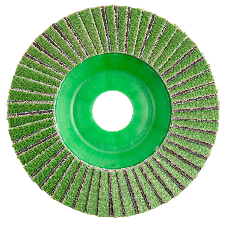 KGS DIAMOND™ | Hybrid-T Dia/Sic Lamellenscheibe | ø115mm/22,23 PLS | Mesh 60 / 250 Micron | FEPA P120 | Grün | 18914