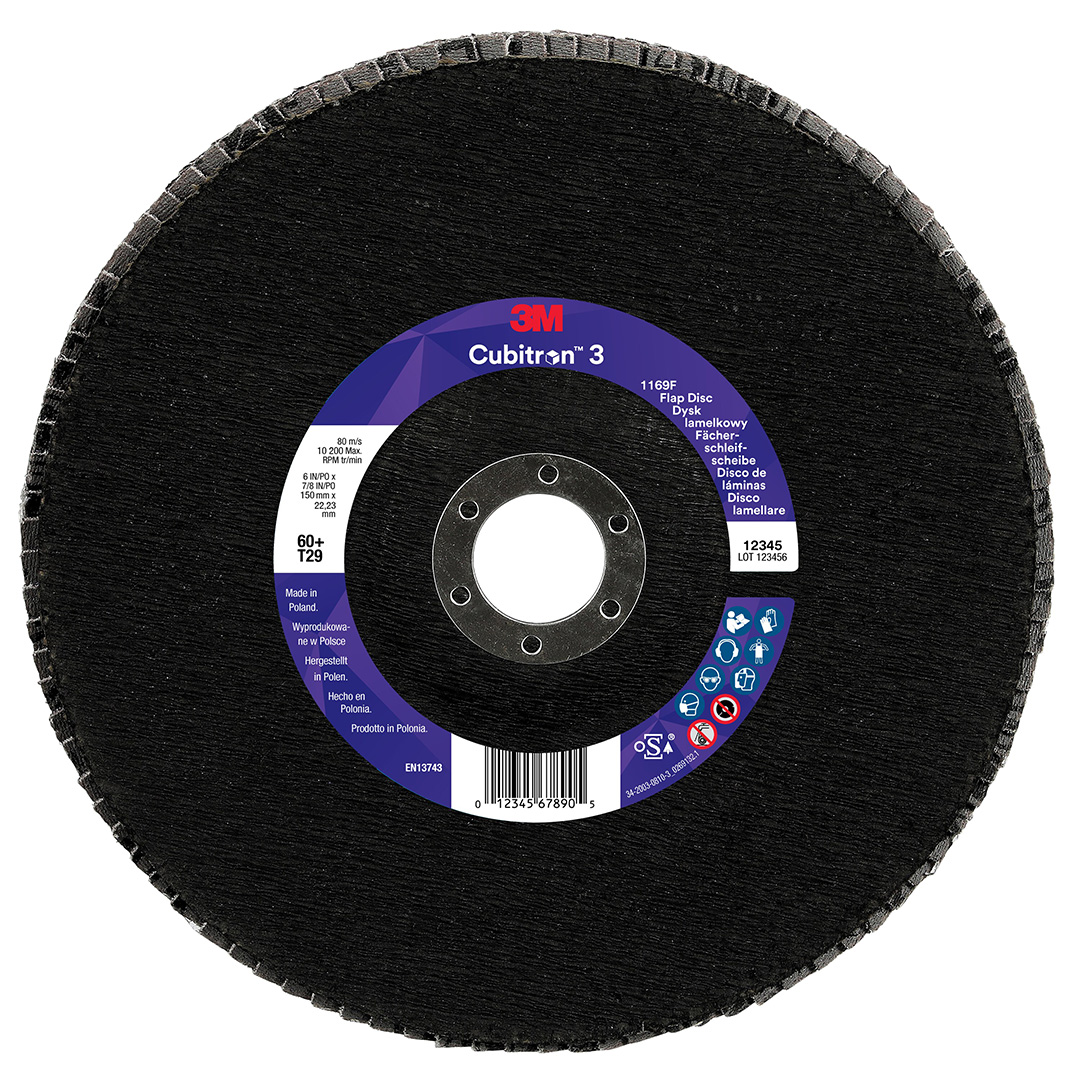 3M™ | Cubitron™ 3 | Fächerschleifscheibe 1169F – 60+, 150 mm, 22 mm, T29 | 7100379770