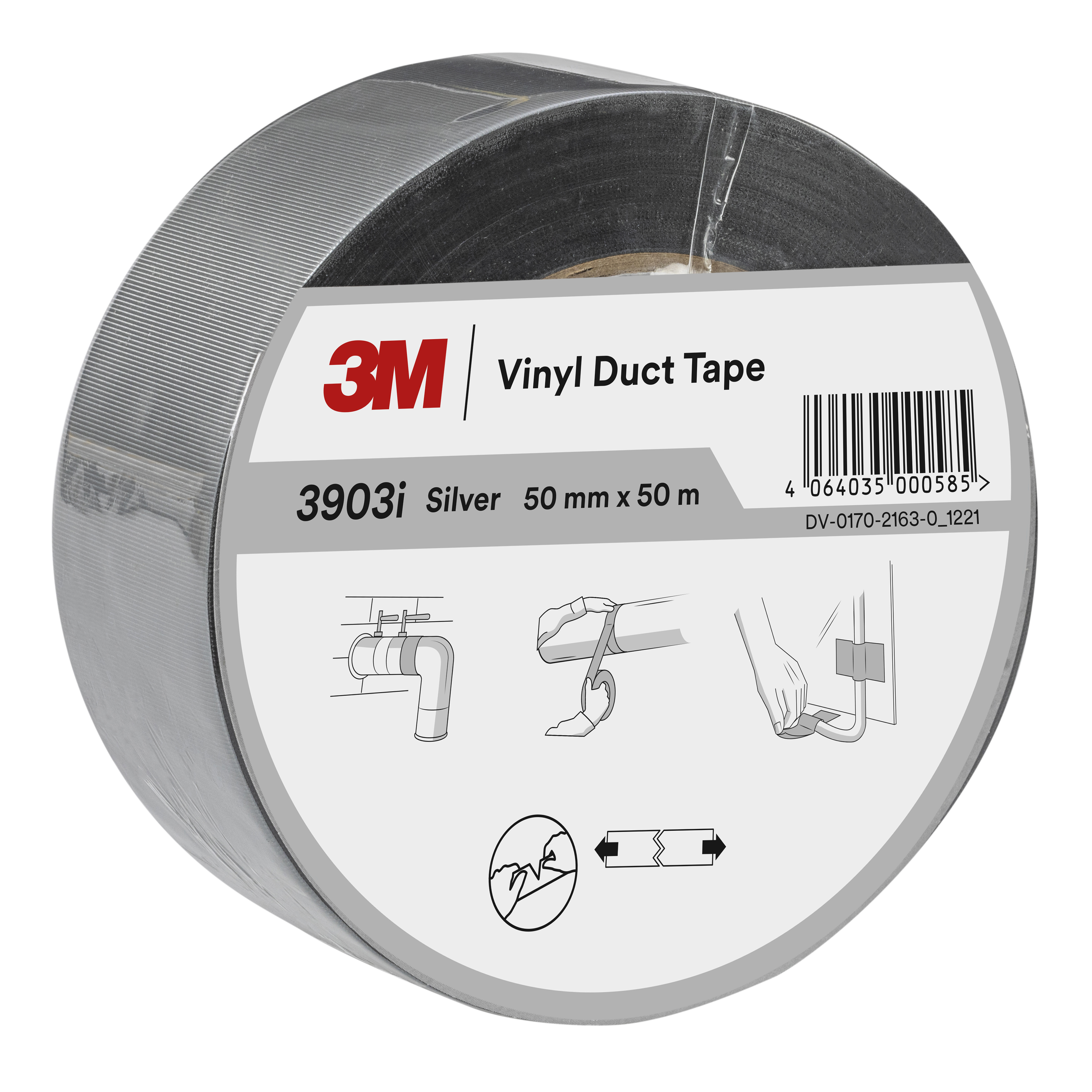 3M™ Vinyl-Klebeband 3903i, Silber, 50 mm x 50 m