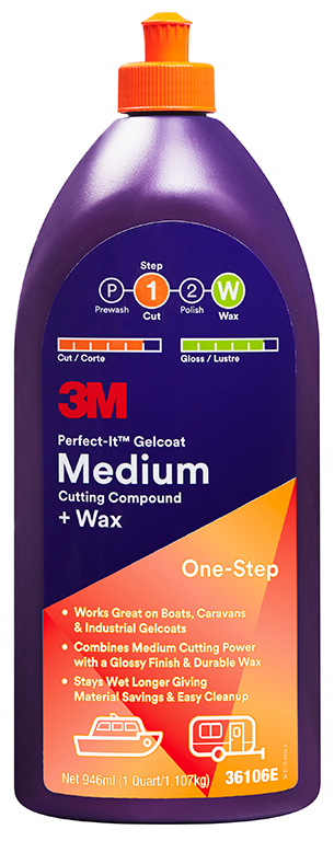 3M™ Perfect-It™  | Gelcoat Schleifpaste für mittleren Abtrag + Wachs | 946 ml | 36106E | 7100094557